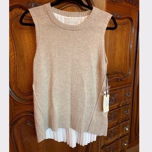 Split-back sleeveless layered sweater NWT